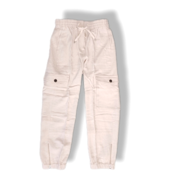 J. Crew Pants - J. Crew Cargo Pants Linen Blend Ivory Zip Hem Split Size 00